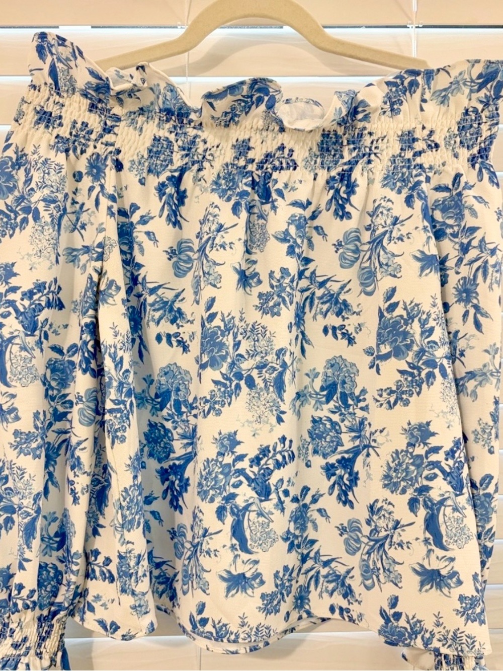 Tuckernuck Blue Floral Off-Shoulder Blouse